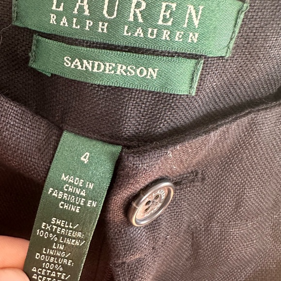 Ralph Lauren 100% Linen Black Pants Women’s Size 4 - Picture 2 of 3
